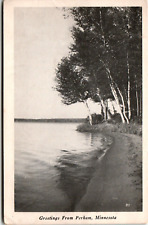 Perham Minnesota Lakefront View Postcard W/ Card Ads on Back Must See picture