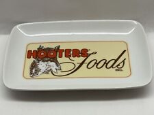 Hooters Ceramic Plate Food Wing Platter Tray Owl 9”x6”x1 1/4” Logo Orange White picture