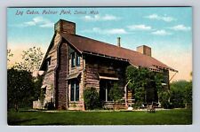 Detroit MI-Michigan, Palmer Park, Log Cabin, Antique Vintage Souvenir Postcard picture