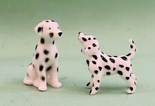Miniature Ceramic Dalmation Dog Figurines, Mini Spotted Dogs Figure, Lot of 2 picture