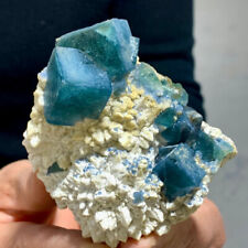 201G Rare transparent blue cubic fluorite mineral crystal sample / China picture