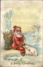 Christmas Polar Bear Santa Claus Series 555 c1910 Embossed Postcard picture
