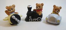 Vintage Homco Porcelain- Set of 3 - Teddy Bear Figures Plane Train and Car #1463 picture