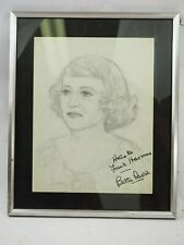 Bette Davis Autographed Hand Drawn Portrait 8.5
