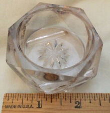 Hexagonal Pink Glass Open Salt Cellar - 2 3/8
