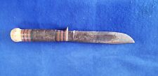 Vintage Alfred Williams Sheffield England EBRO Knife Stag Pommel Stacked Leather picture