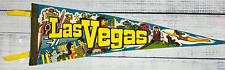 Vintage Las Vegas Nevada Felt Banner Pennant Flag Multicolor Casinos Gambling picture