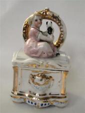 Antique Conta & Boehme Fairing Trinket Box Mirror Chest Dresser Girl Cat / Dog picture