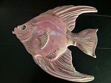 LARGE VINTAGE PINK & GOLD WALL FISH PLAQUE picture