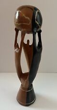 Vintage African 2 Tone Hand Carved World Statue Unity People Holding Earth picture