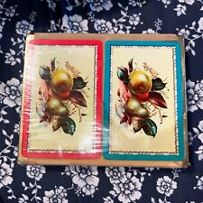 Vintage Guild Plastic Coated Playing Cards, 2 Decks And Case. Fruits Apple Pear picture