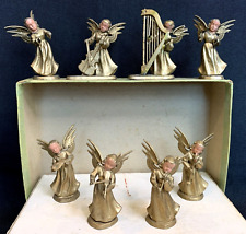 Miniature Gold Angel Figurine Set of 8 Vintage Hong Kong Plastic Instruments picture