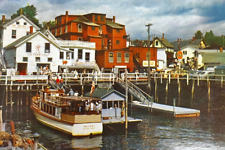 c1950s Waterfront and Boat Landing Fisherman's Wharf Boothbay Harbor ME Postcard picture