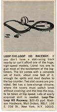 1966 LIONEL Loop-the-Loop HO slot car set Madison Hardware NY Vintage Print Ad picture