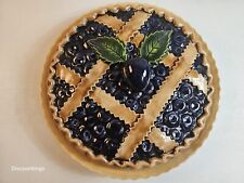 Vintage Majolica Blueberry Pie Keeper 1980s Portugal 2-piece picture