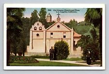 WB Postcard Los Angeles CA California Old Mission Church & Plaza PNC picture