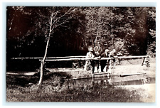 c 1905 Winsted CT RPPC - Men over Bridge Water - F.H. DeMars 
