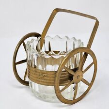 Antique Depression Glass Votive and Brass Caddy Anchor Hocking 1920s picture