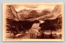 Banff Bow River Valley Alberta Canada - Sepia Tone Gov't Stamped Postcard picture