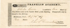Franklin Academy - Stock Certificate - Early Stocks and Bonds picture