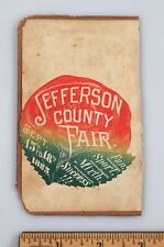 Vintage 1885 Jefferson County Wisconsin Fair Sticker Fun Sport Mirth Success  picture