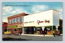 Postcard Union SC Main Street View Signs Stores Old Cars 1940-50's Street View picture