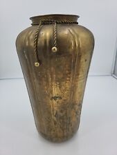 Vintage Large Brass Hammered Vase 17” Tall picture