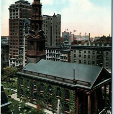 c1910s New York City St Paul Chapel Litho Photo Postcard Penn Station Cancel A34 picture