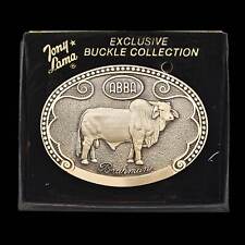 Brahman ABBA Cattle Breed Tony Lama Solid Brass Vintage Belt Buckle W/Box picture