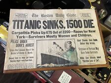 Titanic Sinks, 1500 Die The Boston Daily Globe 1912 picture