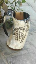 Antique Game Of Thrones Horn Mug Stark-Sigil Wolf Viking-Drinking Mug picture