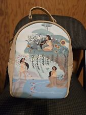 Pocahontas Scene Loungefly Mini Backpack Purse Disney Color: Beige and Teal picture