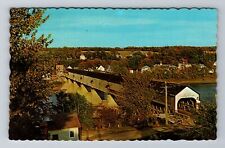 Houlton ME-Maine, Longest Covered Bridge, Aerial, Antique, Vintage Postcard picture