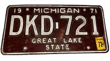 1971 Michigan Red Vintage License Plate Automobile DKD-721 picture