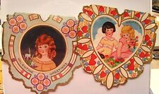 2-Vintage Antique Valentine Cards---2 Cards from Old Scrap Book--Free Ship picture