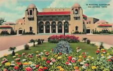 Postcard Municipal Auditorium, San Antonio, Texas Linen Vintage picture