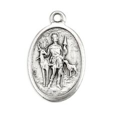 Saint St. Hubert - Pray for Us - Oxidized Italian Silver Tone 1 inch Medal  picture
