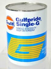 Vintage Motor Oil Can GULF FULL CAN GULFPRIDE SINGLE-G Vinyl 1Qt SA30 FULL picture