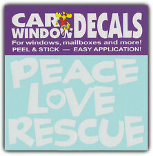 Car Window Decals: PEACE LOVE RESCUE | Dogs Cats | Stickers Cars Trucks Glass picture