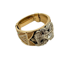 Vintage Yellow & White Gold 32nd Degree Diamond Masonic Ring Band Size 12 3506 picture