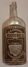 Antique C.C. Parsons' Household Ammonia Paper Label Cork Top Bottle, Dime Size picture