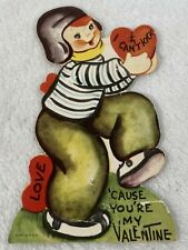 Valentine Card Die Cut I Can't Kick Cause You're My Valentine U.S.A Made Vintage picture