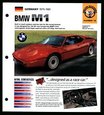 BMW M1 (Germany 1979-1981) Spec Sheet 1998 HOT CARS Dream Machines #2.18 picture