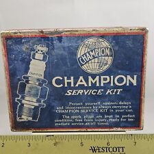 Vintage Champion Spark Plugs Tin Service Kit Lihograph Box Auto Oil Advertising picture