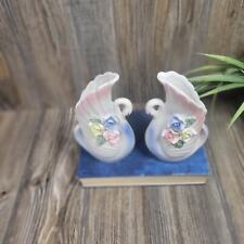 2 Vintage Small Swan & Floral Vases picture