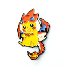 PIKACHU WEARING CHARIZARD PONCHO PIN Jumping Pokemon Mascot Enamel Brooch Anime picture