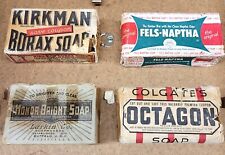 4 Vintage Bars of Soap Kirkman Borax, Fels-Naptha, Octagon, & Honor Bright Soap picture