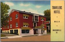 MADISONVILLE, Kentucky Postcard TRAVELERS HOTEL Highway 41 Roadside Linen 1948 picture