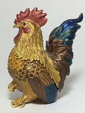Vintage Rucinni Rooster Trinket Box Jeweled With Swarovski Crystals Original Box picture
