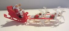 Vintage Plastic Santa Sleigh with 4 Reindeer Christmas Decor picture